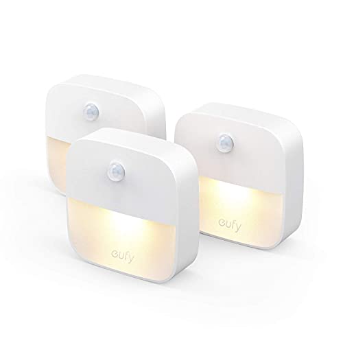 eufy Lumi 3-packs zestawy lampek nocnych LED z czujnikiem ruchu, ciepłe białe...