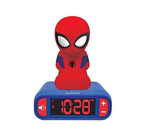 Lexibook - Cyfrowy budzik Spider-Man dla dzieci z lampką nocną. drzemką i...