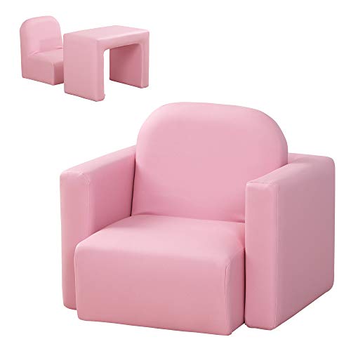 HOMCOM Sofa dziecięca 2 w 1 Stolik i krzesełko Fotel mini dla dzieci w wieku 3...