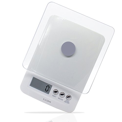 KLAGENA Cyfrowa waga kuchenna z wyświetlaczem LCD, w kolorze białym, do 5000 g...