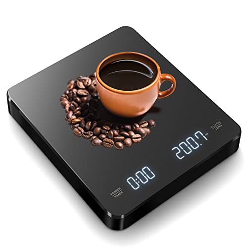Cyfrowa waga do kawy z timerem, CestMall 3 kg/0,1 g wysokiej precyzji LED ukryty...