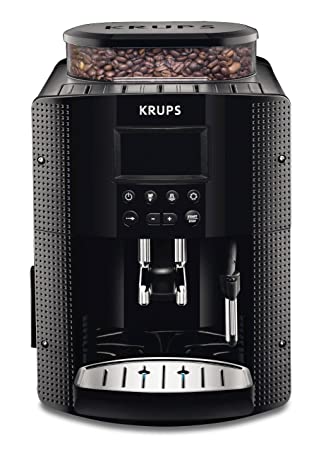 KRUPS Essential EA815070, Ekspres do kawy ciśnieniowy automatyczny, Czarny ekspres, Doskonałe espresso, Wyświetlacz LCD, Kontrola temperatury i stopnia zmielenia, Pyszna kawa