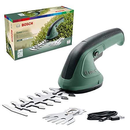 Bosch EasyShear nożyce ogrodowe (wbudowany akumulator 3,6 V, czas pracy akumulatora: 40 min, długość noża: 12 cm (krzew), 8 cm (trawa), w kartonie)