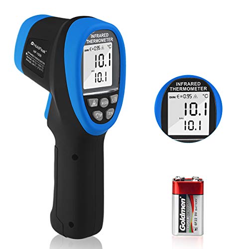 HoldPeak Laser Infrared Thermometer HP-1500 High Temperature Gun -50~1500℃(-58~2732℉),Non-contact IR Thermometer with D:S=30:1,Double Laser,Flash Light,LCD Backlight for Electric Automotive Industrial