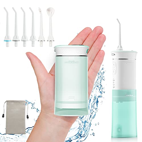 Irygatory doustne Hangsun Przenośny mini bezprzewodowy akumulator do czyszczenia zębów dentystycznych z trybami 4, dyszami 6, składanym zbiornikiem na wodę, wodoodpornością IPX7 dla rodziny i podróży