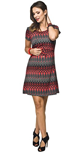 Torelle Maternity Wear Schwangerschaftskleid, Stillkleid, Modell: NINA, Kurzarm, rot-schwarz, XL