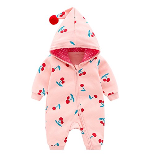 Bebone Baby Girls Pajacyki Jesienno-zimowe ubrania dla niemowląt (różowe, 3-6 miesięcy / 59)