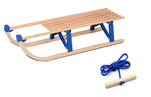toboggan-rudi Vt-Sport składane sanki Davos Z plastikowymi mostami składane sanki, drewno / niebieski, 100 cm