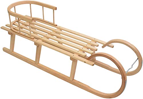 Best For Kids Rogaty saneczkowy 120 cm z oparciem + sznurek saneczkowy Davoser wykonany z drewna do 200 kg ...