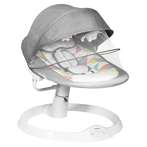 COSTWAY Babywippe mit 5 Schwingungsamplituden und Musik, Baby Schaukelstuhl mit Timing- und Bluetoothfunktion,...