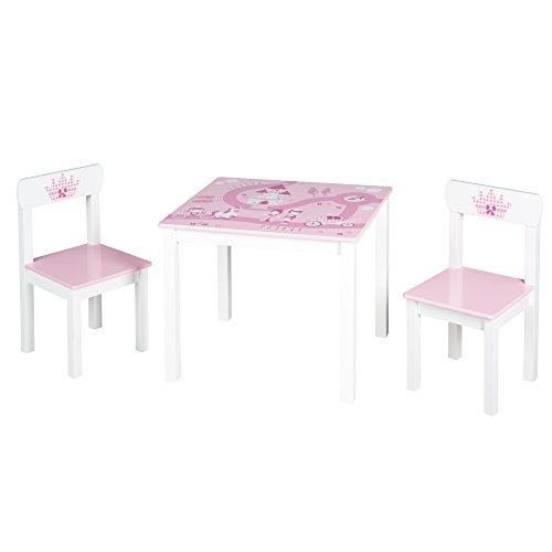 roba Kinder Sitzgruppe 'Krone', Kindermöbel Set aus 2 Kinderstühlen & 1 Tisch, Sitzgarnitur mit...