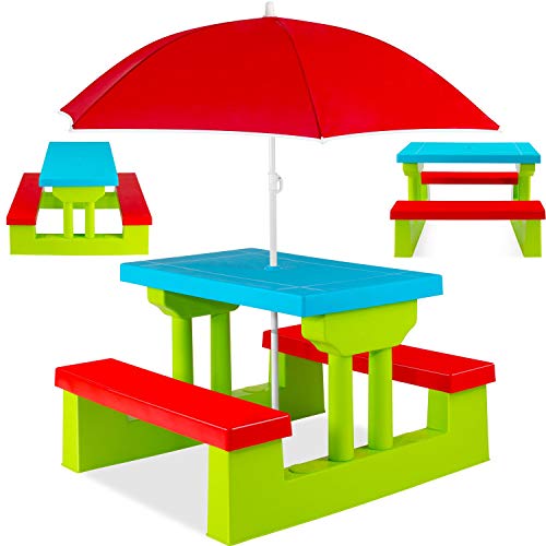 KESSER® zestaw do siedzenia dla dzieci z parasolem Stolik dziecięcy Zestaw piknikowy |  Zestaw do siedzenia, stół i ławki |...