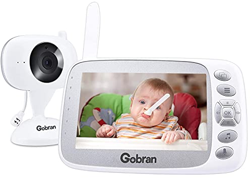 Babyphone mit Kamera 4,3 Zoll LCD Bildschirm Erweiterbare 2 Kameras,Gobran Videoüberwachung Videokamera Baby...