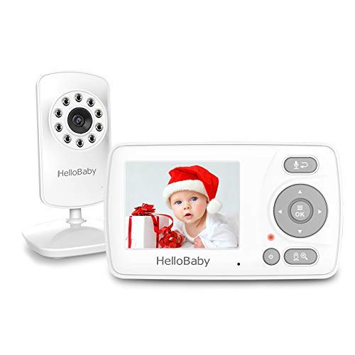 HelloBaby Babyphone mit Kamera und Audio, Infrarot-Nachtsichtkamera, VOX-Modus, Temperaturanzeige, Wiegenlied,...