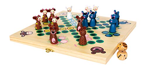 small foot 6257 Brettspiel 'Farmtiere' aus Holz, Gesellschaftsspiel Ludo mit Tieren als Spielfiguren, ab 3...