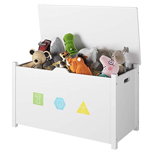 Homfa Spielzeugkiste Sitzbank Truhe mit Stauraum Sitztruhe Aufbewahrungstruhe Kindermöbel für Kinder,weiß...