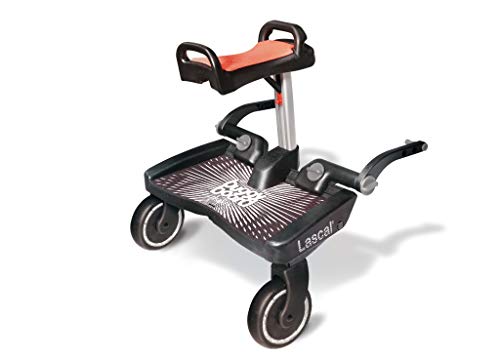 Lascal BuggyBoard Maxi +, podnóżek do wózka dziecięcego z dużą powierzchnią do stania i siodełkiem, akcesoria do wózków do ...