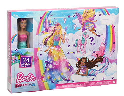 Barbie GJB72 - Kalendarz adwentowy Dreamtopia z lalką i akcesoriami, zabawkami dla lalek i kalendarzem adwentowym ...
