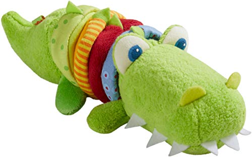 HABA 304759 - Ratterfigur Kroko, Baby-Spielzeug aus Stoff mit Rattermotor, Spielzeug ab 6 Monaten