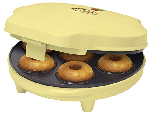 Bestron Donut Maker w stylu retro, Sweet Dreams, powłoka nieprzywierająca, 700 wat, żółty