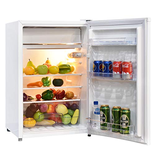 GOPLUS Kühlschrank mit Gefrierfach, 123L Standardkühlschrank, Kühl-Gefrier-Kombination Hotelkühlschrank,...