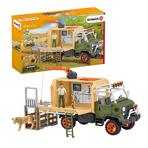 Schleich 42475 Wild Life Spielset - Großer Truck Tierrettung, Spielzeug ab 3 Jahren