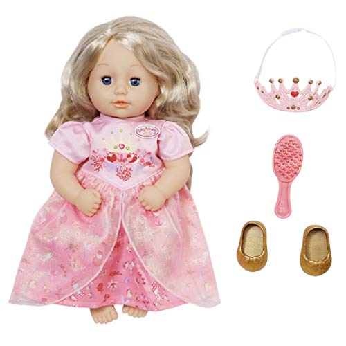 Zapf Creation 703984 Baby Annabell Little Sweet Princess Prinzessinen Puppe mit Haaren und Schlafaugen 36 cm