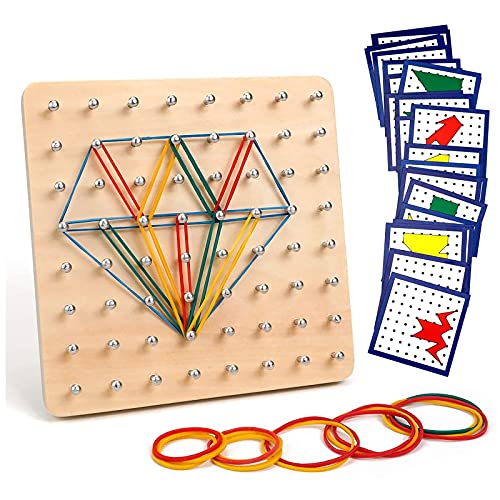 Homealexa Wooden Geoboard Set Geometry Board Montessori Drewniane zabawki dla dzieci, zainspiruj wyobraźnię ...