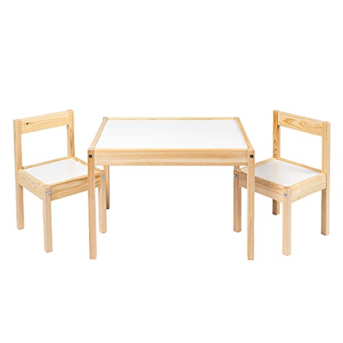 Stół dziecięcy Ikea LATT z 2 krzesłami, biały, sosnowy, beżowy, stół z 2 krzesłami
