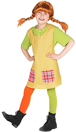 Maskworld Pippi Langstrumpf Kostüm für Kinder - 3teilig - grün/gelb Lizenz Filmkostüm (134/140)