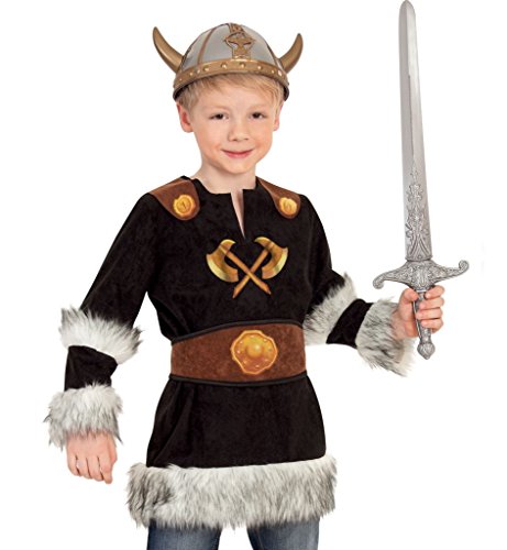 KarnevalsTeufel Kostüm Set Wikinger für Kinder mit Helm und Schwert Größe 104-128 (128)