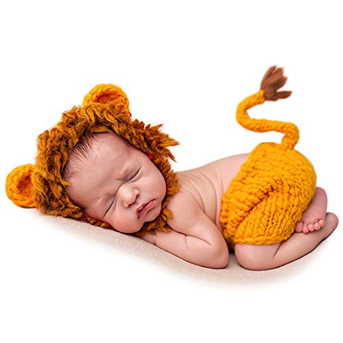 Adorel Baby Photoshoot Kostiumy Zestaw Zwierząt Lew Kapelusz i Spodnie