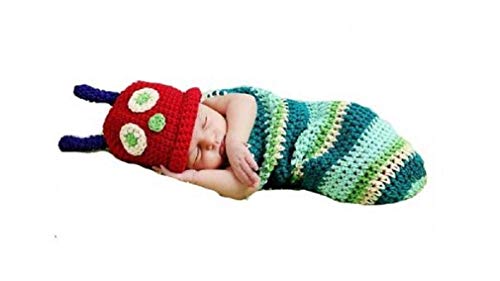 Caterpillar, noworodka dziewczynka/chłopiec szydełkowa dzianina kostiumowa fotografia rekwizyt kapelusze stroje