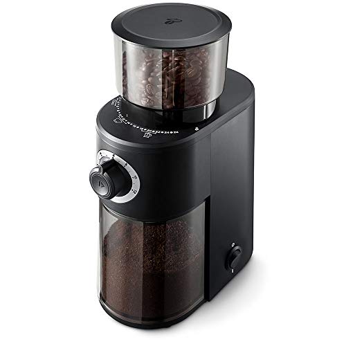 Elektryczny młynek do kawy Tchibo (stożkowy młynek ze stali nierdzewnej, ustawienia stopnia zmielenia 26, waty 160, czarny)