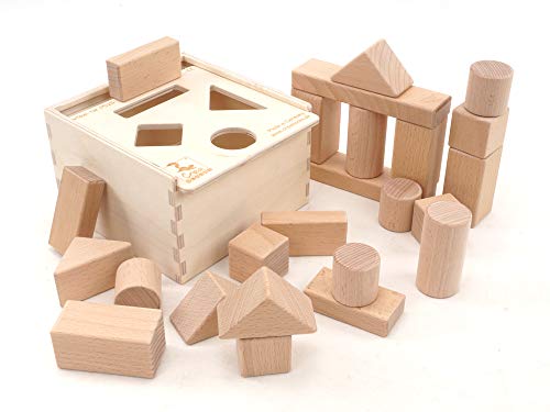 CreaBLOCKS Holzbausteine 2-in-1: Steckbox und Baby-Bauklötze-Set unbehandelte Bauklötze für Kleinkinder ab...